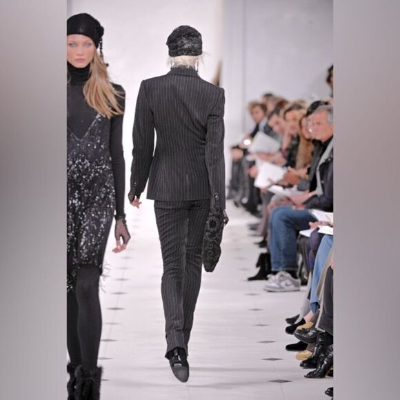 Ralph Lauren Fall 2010 Collection Black Multi Stripe Wool Spat Hem Trouser - Picture 15 of 17